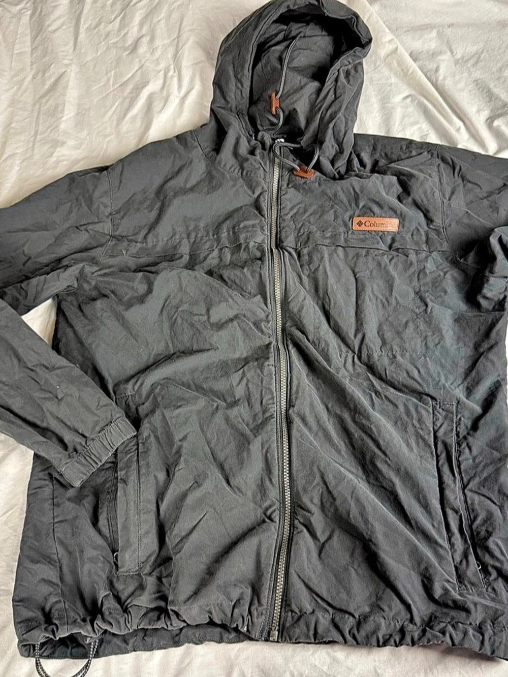 Columbia Full-Zip Hooded Rockwell Falls Windbreaker Jacket Gray Large